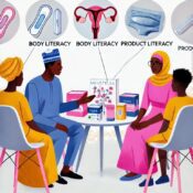 Father, Mother, daughter, son learning about menstrual literacy in Nigeria