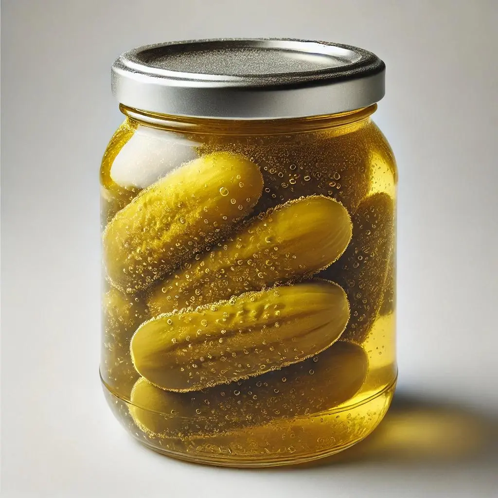 Pickle juice for period cramps being poured into a glass as a natural remedy for period cramps.